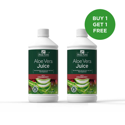 Aloe Pura Aloe Vera Juice with Cranberry 1L - BUY ONE GET ONE FREE BUNDLE