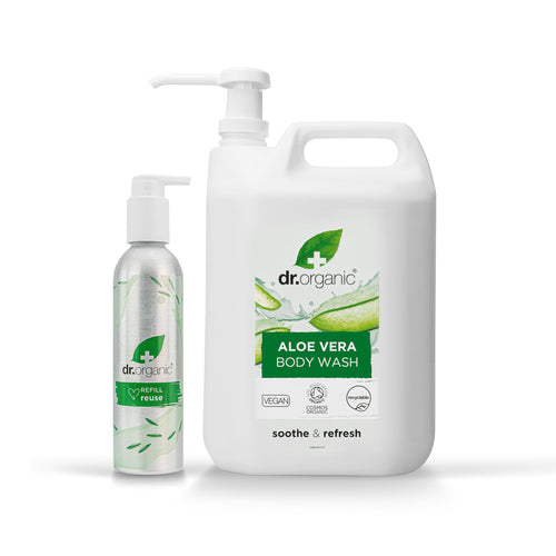 Aloe Vera Body Wash 5L with dispenser pump & 10 FREE ALUMINIUM REFILL BOTTLES