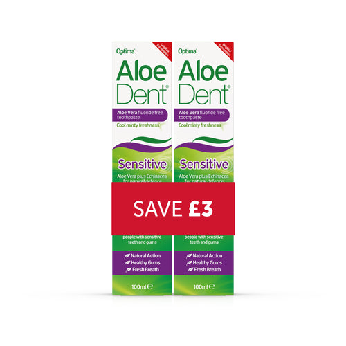 AloeDent Sensitive Toothpaste Fluoride Free - Duo Pack - PRICE MARKED PACK