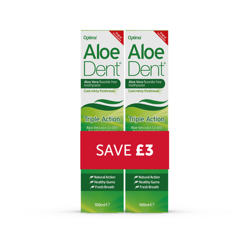 AloeDent Triple Action Toothpaste Fluoride Free - Duo pack - PRICE MARKED PACK